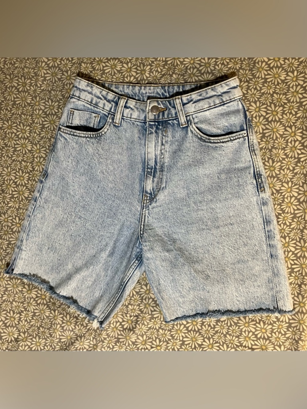 Zara Light Blue High-Rise Denim Shorts